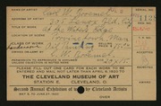 Entry card for Broemel, Carl William for the 1920 May Show.