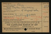 Entry card for Carr, Horace, and Caxton Company for the 1920 May Show.