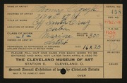 Entry card for Clough, Thomas for the 1920 May Show.