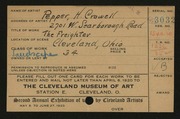 Entry card for Pepper, H. Crowell for the 1920 May Show.