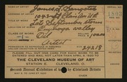 Entry card for Sangster, James L. for the 1920 May Show.