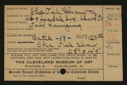 Entry card for Shaw, Elsa Vick for the 1920 May Show.