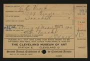 Entry card for Vacek, Carl E. for the 1920 May Show.