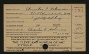 Entry card for Holman, Charles F. for the 1921 May Show.