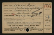 Entry card for Pepper, H. Crowell for the 1921 May Show.