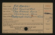 Entry card for Baker, F. C. for the 1922 May Show.