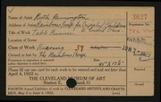 Entry card for Bennington, Ruth, and Rainbow Hospital for Crippled and Convalescent Children for the 1922 May Show.