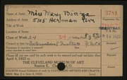 Entry card for Bonza, Mary for the 1922 May Show.