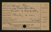 Entry card for Carr, Horace, and Caxton Company for the 1922 May Show.