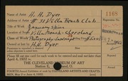 Entry card for Dyer, H. H. for the 1922 May Show.