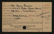 Entry card for Lucic, Mrs. Steve J. for the 1922 May Show.