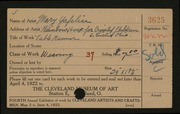 Entry card for Yafelice, Mary, and Rainbow Hospital for Crippled and Convalescent Children for the 1922 May Show.