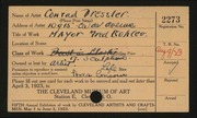 Entry card for Dressler, Conrad for the 1923 May Show.