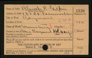 Entry card for Gilpin, Blanche R. for the 1923 May Show.