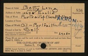Entry card for Long, Elizabeth French for the 1923 May Show.