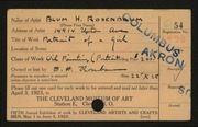 Entry card for Rosenbaum, Blum Herman for the 1923 May Show.