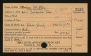 Entry card for Stay, Helen H. for the 1923 May Show.