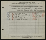 Entry card for Beckwith, Ada Bell for the 1924 May Show.