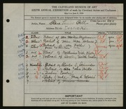 Entry card for Bell, Clara  for the 1924 May Show.
