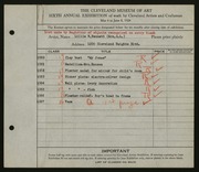 Entry card for Bennett, Lillie W. T.  for the 1924 May Show.