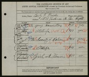 Entry card for Binder, Carl for the 1924 May Show.