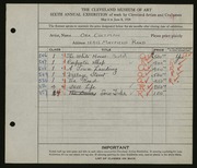Entry card for Coltman, Mrs. Ora A. for the 1924 May Show.