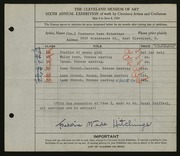 Entry card for Hitchings, Frederic Wade, and Griffoul, Henri for the 1924 May Show.