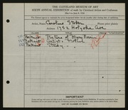 Entry card for Stober, Caroline for the 1924 May Show.