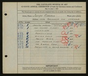 Entry card for Cannell, Joseph for the 1925 May Show.