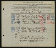 Entry card for Clough, Thomas for the 1925 May Show.
