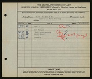 Entry card for Crosbys, The for the 1925 May Show.