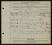 Entry card for Dale, Stanley for the 1925 May Show.