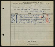 Entry card for Dunn, Louise Morrison for the 1925 May Show.