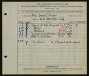 Entry card for Horesh, Irma E. Fischer for the 1925 May Show.