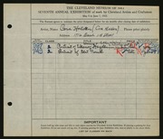 Entry card for Holden, Cora for the 1925 May Show.