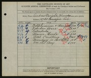 Entry card for Kennedy, Andrew D. for the 1925 May Show.