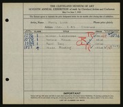 Entry card for Luce, Molly for the 1925 May Show.