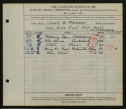Entry card for Merian, Louis H. for the 1925 May Show.