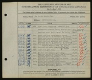 Entry card for Potter and Mellen , and Potter, Horace Ephraim; Burton, John S.; Weister, Raymond; Naukler, Henning; Potter, Florence Loomis ; for the 1925 May Show.