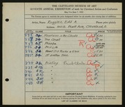 Entry card for Ruggles, E. A. (Edd Alvah) for the 1925 May Show.