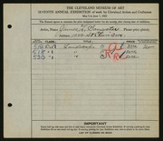 Entry card for Sangster, James L. for the 1925 May Show.