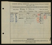 Entry card for Shaw, Elsa Vick for the 1925 May Show.