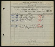 Entry card for Vorpe, Edwin A. for the 1925 May Show.