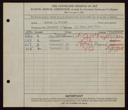 Entry card for Brough, Walter H. for the 1926 May Show.