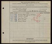 Entry card for Cleveland, H. G. for the 1926 May Show.