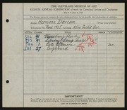 Entry card for Dercum, Hermann for the 1926 May Show.
