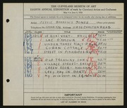 Entry card for Jones, Jessie Barrows for the 1926 May Show.