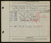 Entry card for Mueller, Mrs. Ralph S. for the 1926 May Show.