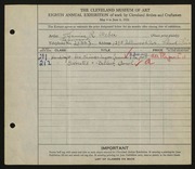Entry card for Weber, Louise R. for the 1926 May Show.