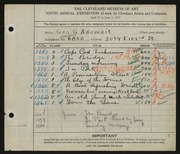 Entry card for Adomeit, George G. for the 1927 May Show.